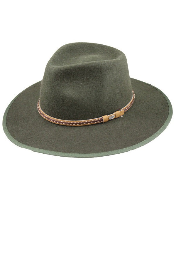 Unisex Panama Wool Felt Hat - Olive