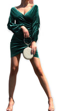 Load image into Gallery viewer, Off Shoulder Velvet  Ruched Mini Dress
