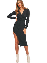 Load image into Gallery viewer, Olive Midi Long Sleeve Ribbed Sweater Dress
