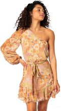 Load image into Gallery viewer, Romance Floral Print  One-Shoulder Ruffled Mini Dress- Burnt Orange
