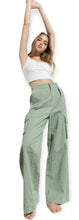 Load image into Gallery viewer, Daisy Embroidered Cargo Pants- Olive
