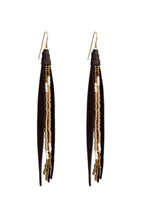 Load image into Gallery viewer, Western Tassel Earrings In Dark Brown and Gold
