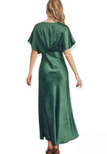 Load image into Gallery viewer, Classic Elegant Dark Emerald Satin Maxi Dress
