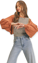 Load image into Gallery viewer, Mixed Knit Batwing Sweater- Copper

