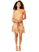 Load image into Gallery viewer, Romance Floral Print  One-Shoulder Ruffled Mini Dress- Burnt Orange
