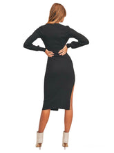 Load image into Gallery viewer, Olive Midi Long Sleeve Ribbed Sweater Dress
