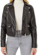 Load image into Gallery viewer, Faux Leather Cropped Moto Jacket
