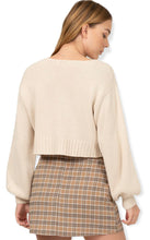 Load image into Gallery viewer, All To Myself Long Puff- Sleeve Cropped Sweater- Beige

