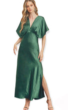 Load image into Gallery viewer, Classic Elegant Dark Emerald Satin Maxi Dress
