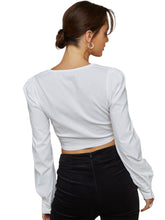 Load image into Gallery viewer, Sexy Lace Up V-Neck Long Sleeve Crop Top
