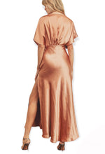 Load image into Gallery viewer, Classic Elegant Rose Gold Satin Maxi Dress

