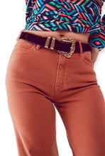 Load image into Gallery viewer, Cotton Blend Wide Leg Jeans In Orange
