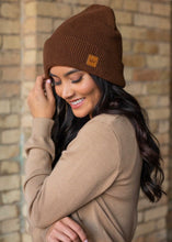Load image into Gallery viewer, Brown Cuffed Fleece Knit Beanie
