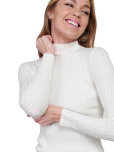 Load image into Gallery viewer, White Cable Mock Neck Sweater Top
