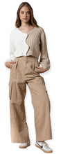 Load image into Gallery viewer, Daisy Embroidered Cargo Pants- Khaki
