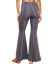 Load image into Gallery viewer, Charcoal Stripe Print Flare Bottoms
