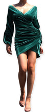 Load image into Gallery viewer, Off Shoulder Velvet  Ruched Mini Dress
