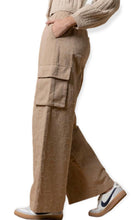 Load image into Gallery viewer, Daisy Embroidered Cargo Pants- Khaki
