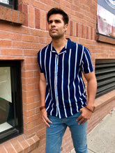 Load image into Gallery viewer, Navy Collar Stripe Shirt
