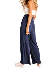 Load image into Gallery viewer, Navy  Ribbed High Waisted Flare Bottoms
