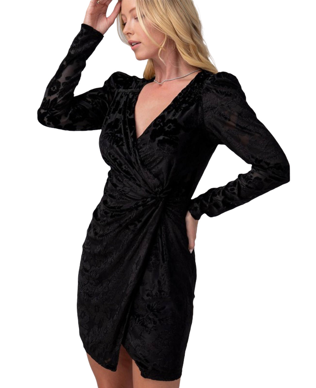 Velour Black Cocktail Dress
