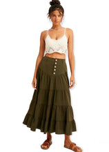 Load image into Gallery viewer, Paloma Tiered Maxi Skirt- Dark Olive
