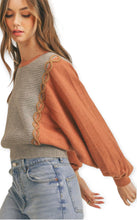 Load image into Gallery viewer, Mixed Knit Batwing Sweater- Copper
