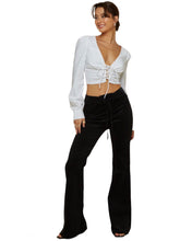 Load image into Gallery viewer, Sexy Lace Up V-Neck Long Sleeve Crop Top
