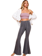 Load image into Gallery viewer, Charcoal Stripe Print Flare Bottoms
