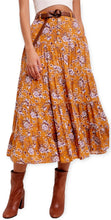 Load image into Gallery viewer, Floral Printed Button Down Waist Tiered Maxi Skirt
