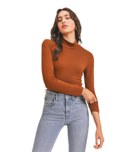 Load image into Gallery viewer, Mossy rust Mock-Neck Long Sleeve Top
