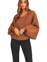 Load image into Gallery viewer, Fall In Love Ribbed Balloon Sleeve Sweater
