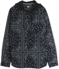 Load image into Gallery viewer, Paisley Print Hooded Shirt- Black
