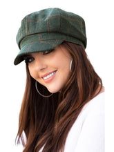 Load image into Gallery viewer, Olive Plaid Newsboy Caps
