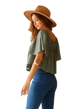 Load image into Gallery viewer, Olivia&#39;s Short Frilly Ruffle Sleeve Top- Olive
