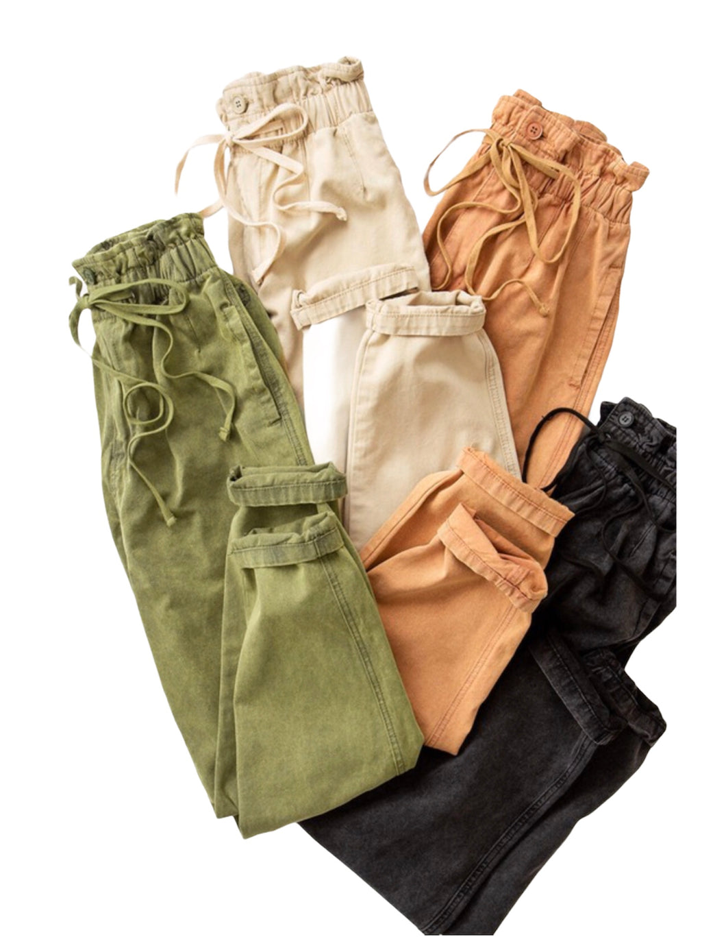 Paper Bag Drawstring Pants - Olive