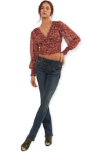 Load image into Gallery viewer, Floral Surplice Neck Long Sleeve Woven Blouse
