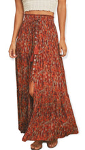 Load image into Gallery viewer, Rust/Olive Ethnic Print Maxi Skirt
