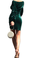Load image into Gallery viewer, Off Shoulder Velvet  Ruched Mini Dress
