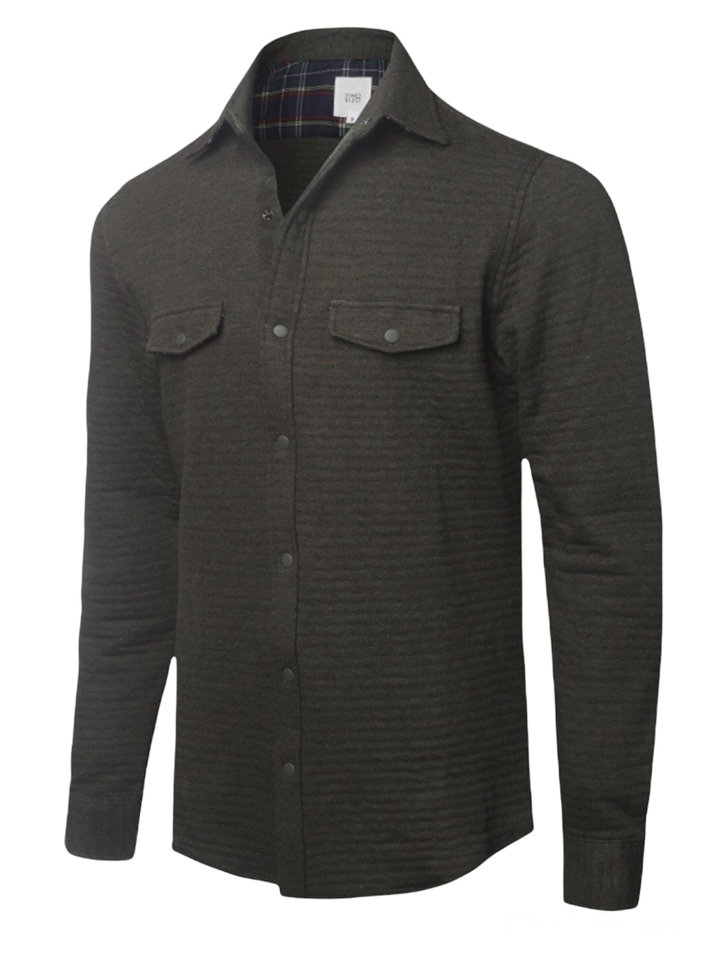 Super Soft Quilted Long Sleeve Snap Button Shirts- Olive
