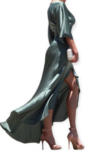 Load image into Gallery viewer, Satin Maxi Dress- Sage Green
