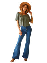 Load image into Gallery viewer, Olivia&#39;s Short Frilly Ruffle Sleeve Top- Olive
