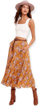 Load image into Gallery viewer, Floral Printed Button Down Waist Tiered Maxi Skirt
