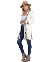 Load image into Gallery viewer, Ivory Fringe Tribal Detail Cardigan
