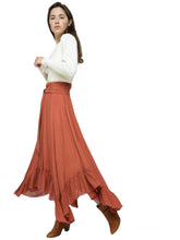 Load image into Gallery viewer, Scarlett’s Fluttery Flowy Maxi Skirt- Terra Cotta
