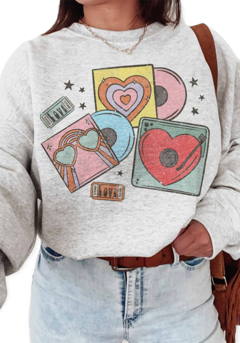 Retro Love Song Graphic Sweatshirt
