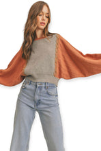 Load image into Gallery viewer, Mixed Knit Batwing Sweater- Copper
