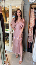 Load image into Gallery viewer, Classic Elegant Mauve Satin Maxi Dress
