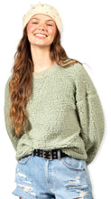 Load image into Gallery viewer, Sherpa Teddy Bear Sweater- Sage
