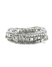 Load image into Gallery viewer, Silver Layers Beaded Bracelet With Accent Charm
